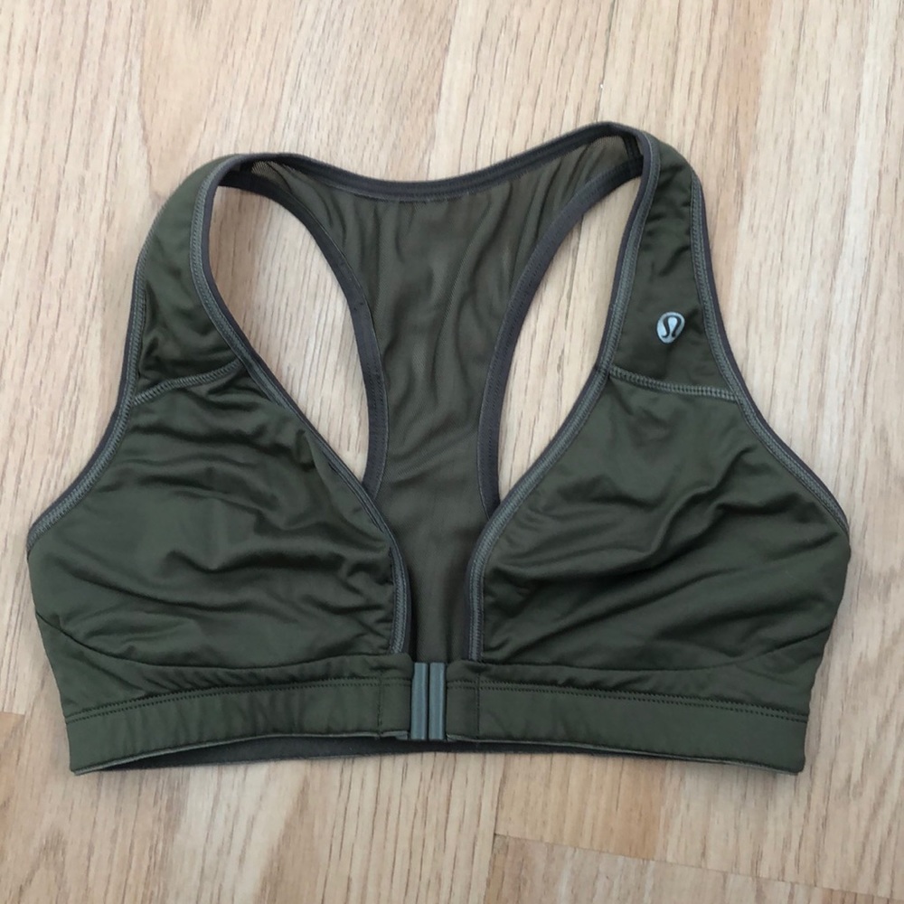 Army green sports bra